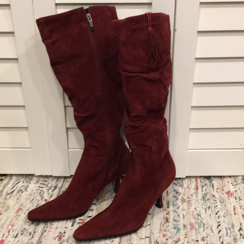 Nine West Pointed Toe Suede Heel Boots